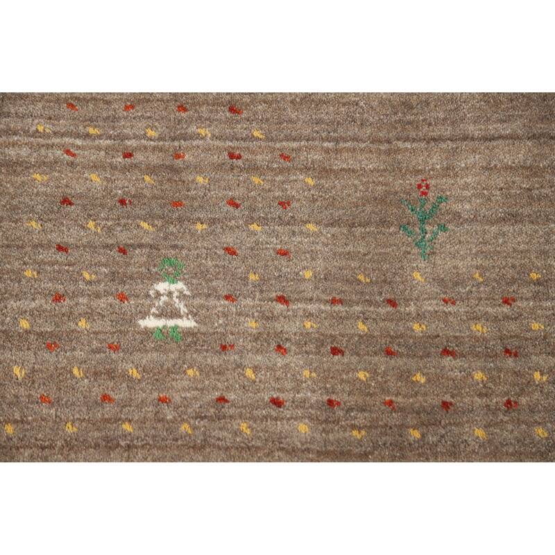 Hand Knotted Oriental 100% Wool Carpet Tribal Tribal Brown Gabbeh Area Rug - 9' 9'' X 7' 11''