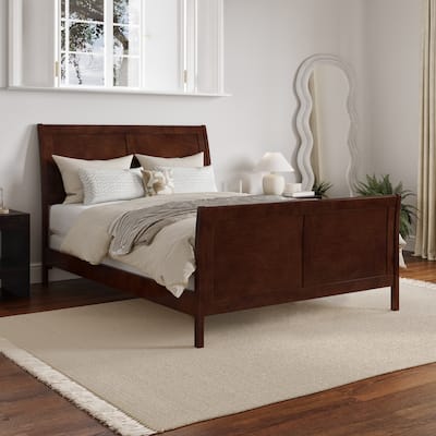 Portland Full Size Foundation Bed with Matching Footboard in Walnut