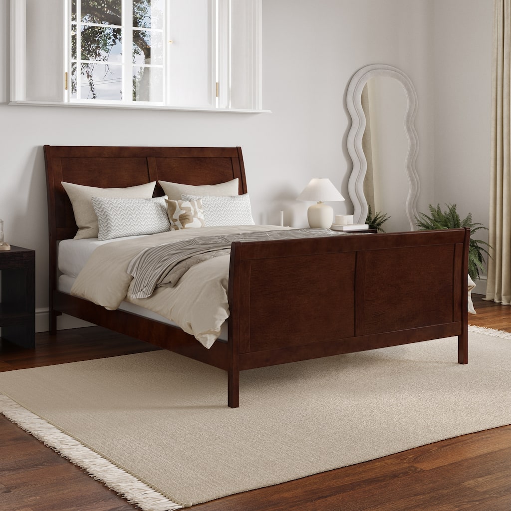 Portland Full Size Foundation Bed with Matching Footboard in Walnut