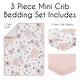 preview thumbnail 2 of 4, Sweet Jojo Designs Pink Watercolor Floral Girl 3pc Mini Crib Bedding Set White Shabby Chic Polka Dot Boho Bohemian Farmhouse