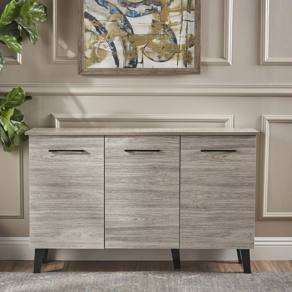 slide 2 of 18, Emlyn Mid-century Modern Wood Cabinet by Christopher Knight Home Grey