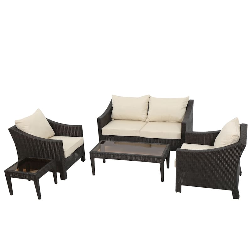 Christopher Knight Home Outdoor Antibes 5-piece Wicker Chat Set with Cushions