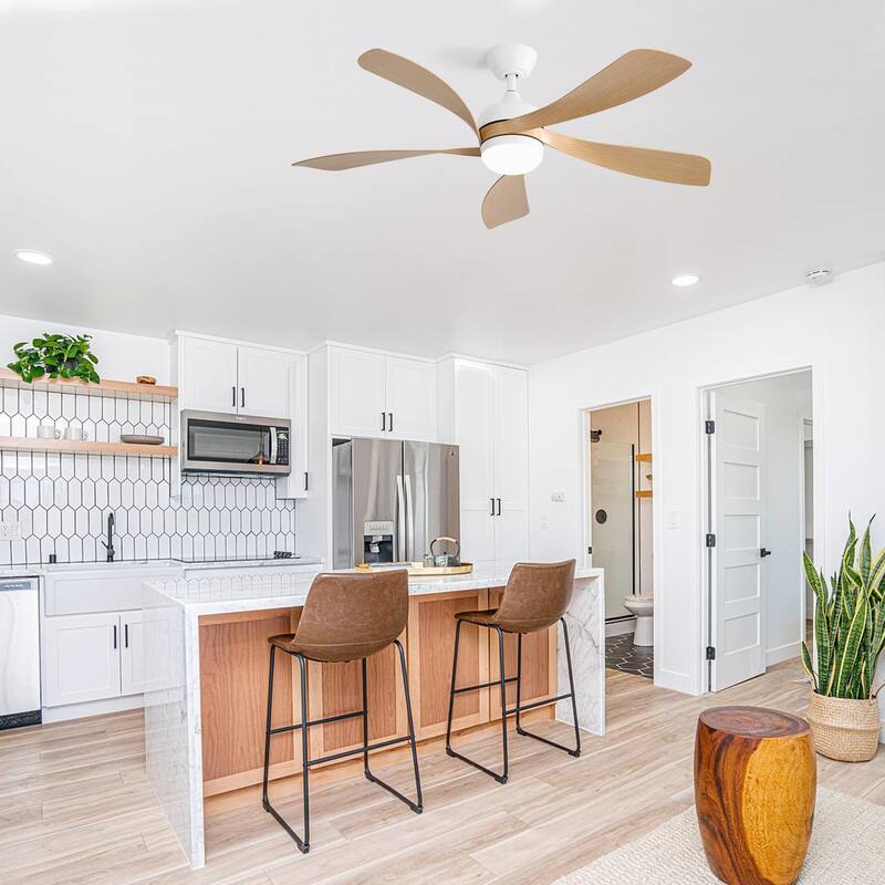Quiet Reversible DC Motor Ceiling Fan with 6-Speed Wind Remote Control and 3-Color LED Lighting, Timer Function