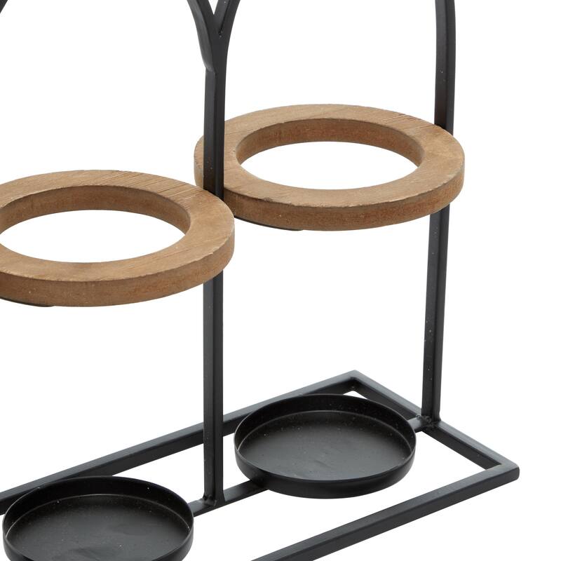 Black Metal Bottle Shaped 3 Bottle Kitchen Wine Holder