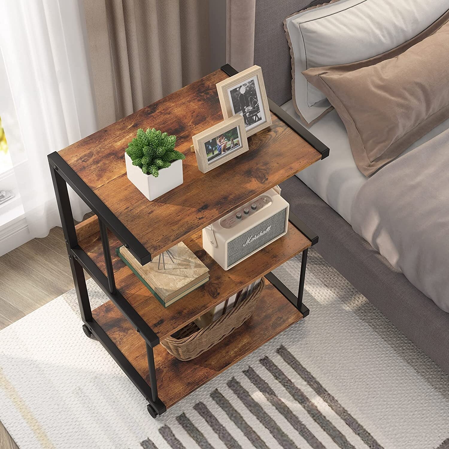3 Shelf Printer Stand with Storage Rolling Printer Table Machine