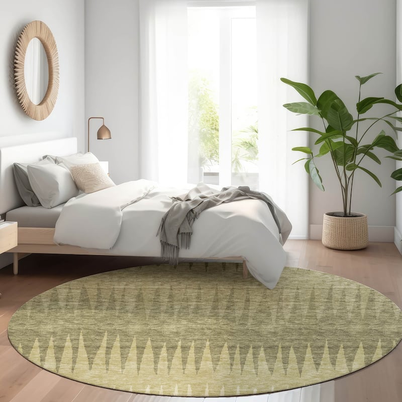 Premium Washable Super Soft Modern Spikes Mayfield Rug - Green - 8' x 8'