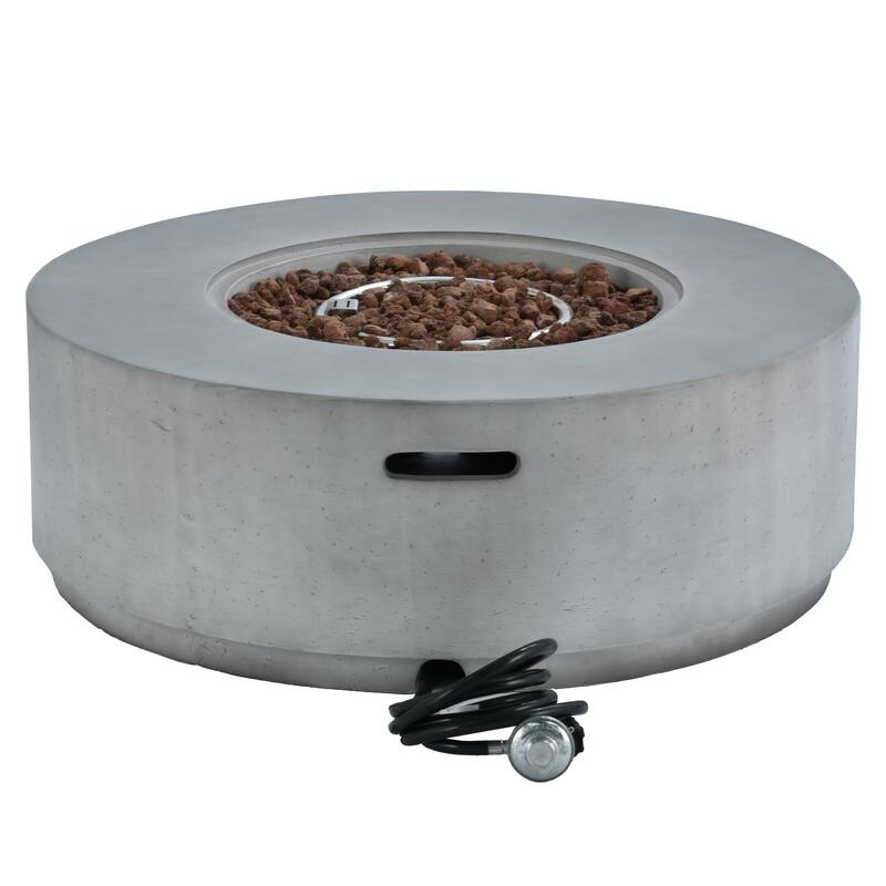 38.2" Round Outdoor Propane Fire Pit, Outside Fire Pit Table with 50000 BTU, Steel Burner, Lava Rocks, Waterproof Cover
