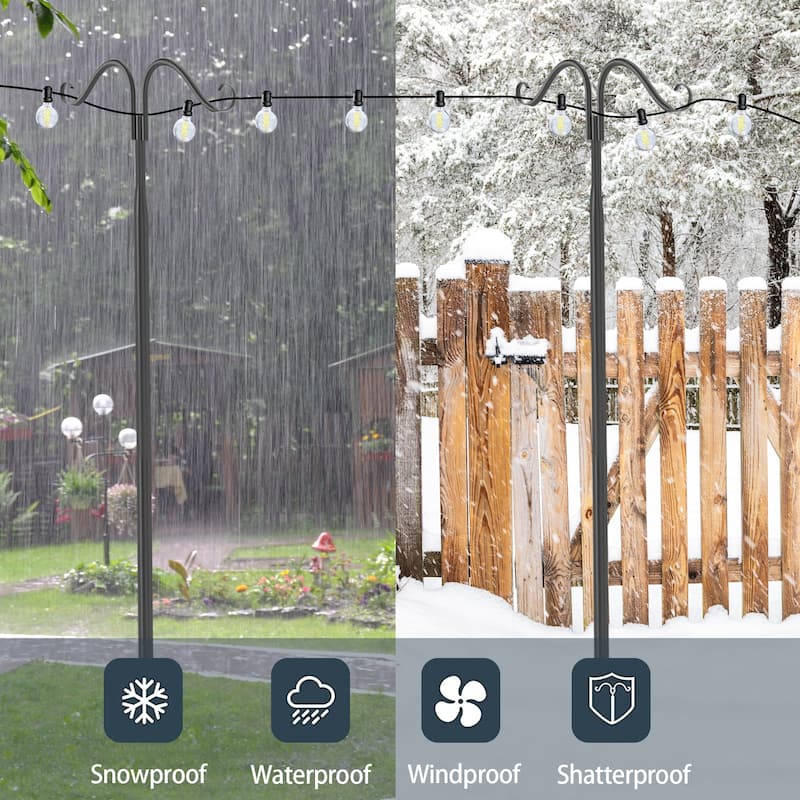 Heavy Duty Shepherd Hooks Metal Garden Bird Feeder Hanging with7 Prongs Set of 2