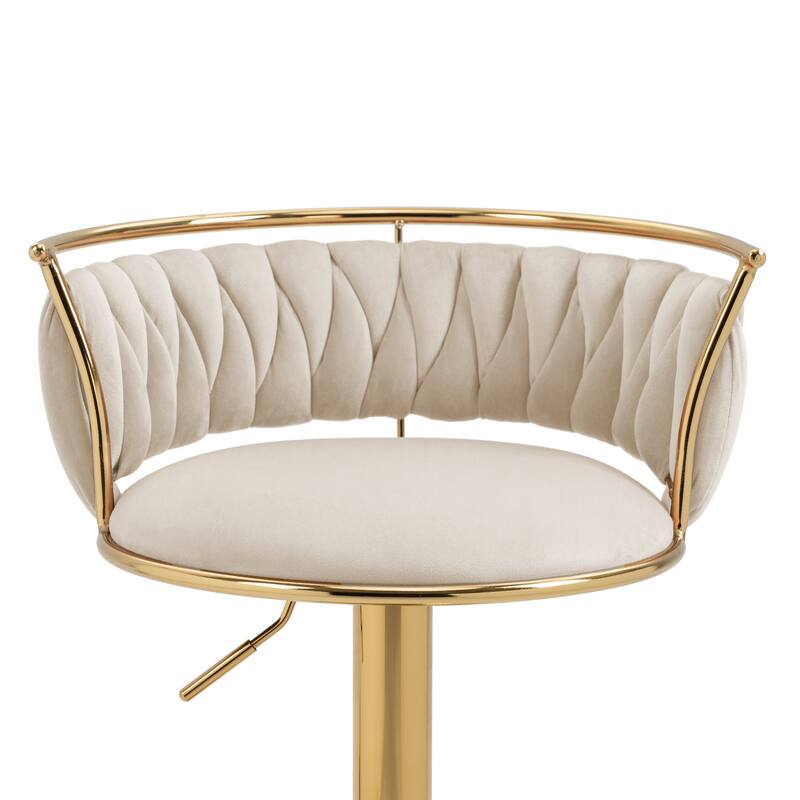 Modern Velvet Adjustable Swivel Bar Stools Set of 2