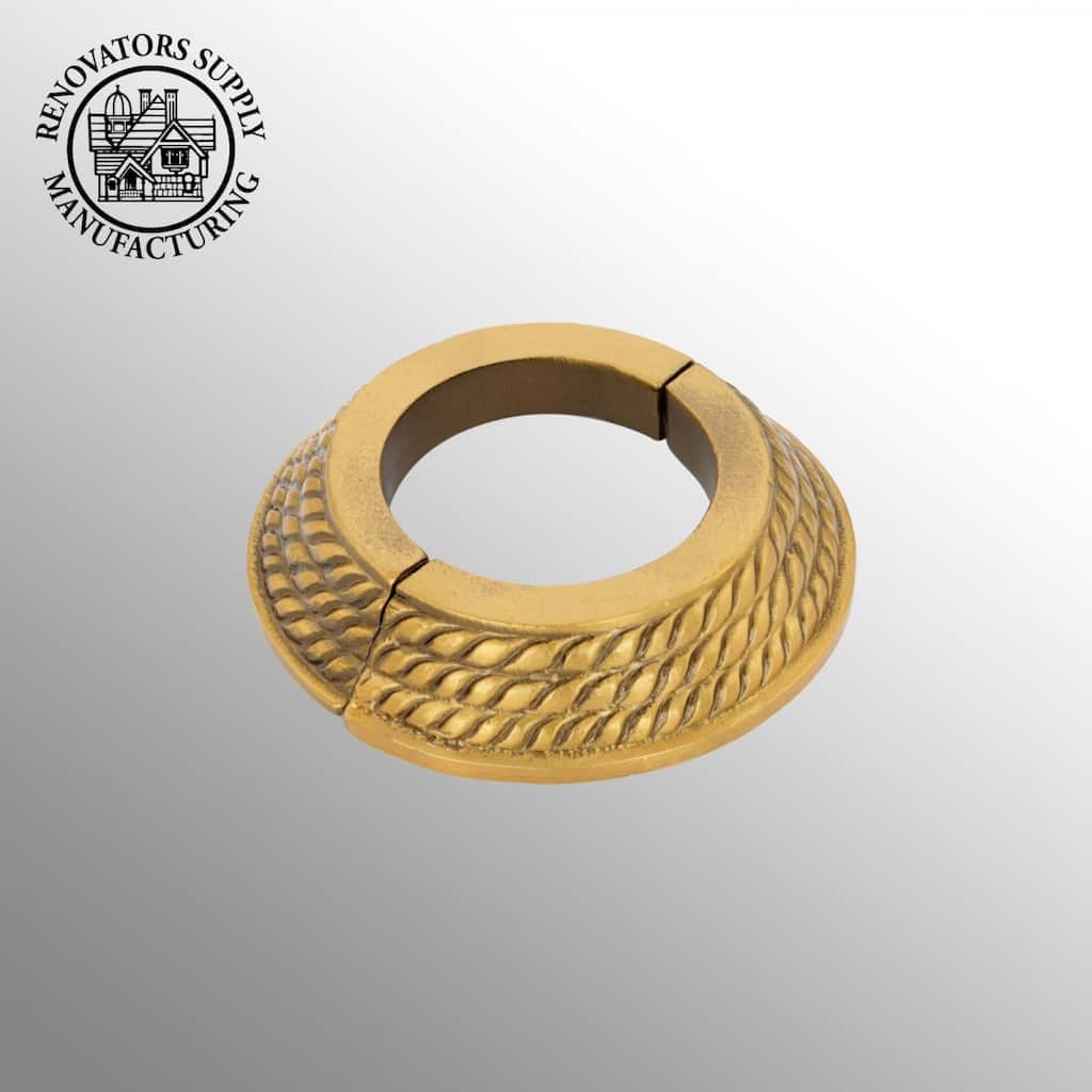 Antique Gold Finish Aluminum Radiator Flange Triple Roped Style 1.25" (IPS) 1.75" ID - 3.13" OD Renovators Supply