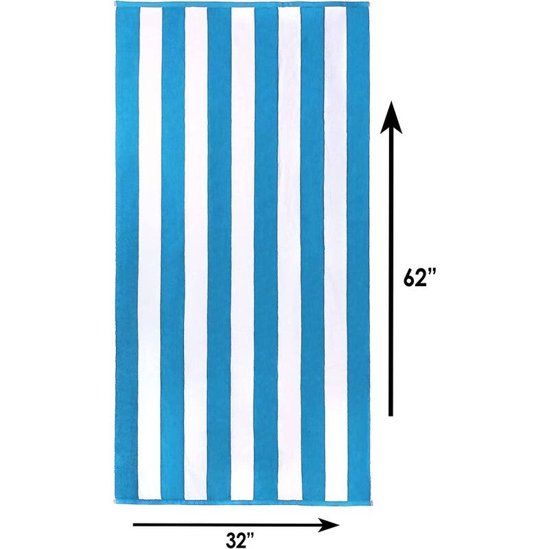 3 Piece Set Cabana Stripe, Two Beach Towel Set 32 x 62 Plus a Striped Beach Bag