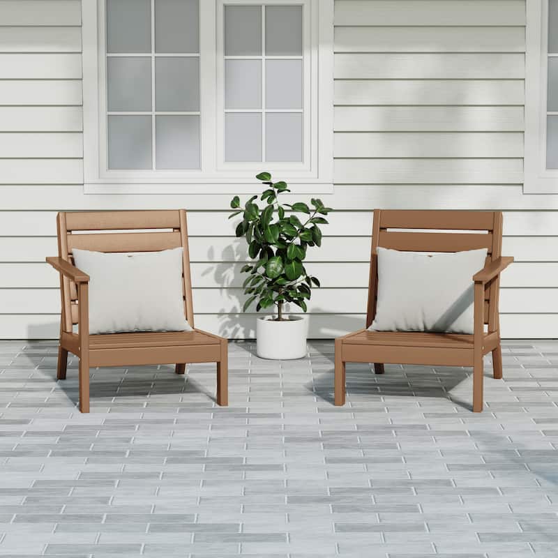 Polytrends Birchwood All Weather HDPE Outdoor Patio Deep Seating Sectional Loveseat - Teak