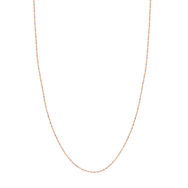 Curata 14k Rose and White Gold 1.35mm Twisted Dorica Chain Necklace