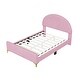 preview thumbnail 51 of 52, Twin/Full Size Velvet Bed Frame with Classic Semi-circle Shaped Headboard, Upholstered Platform Bed w/ Metal Legs for Kids Teens