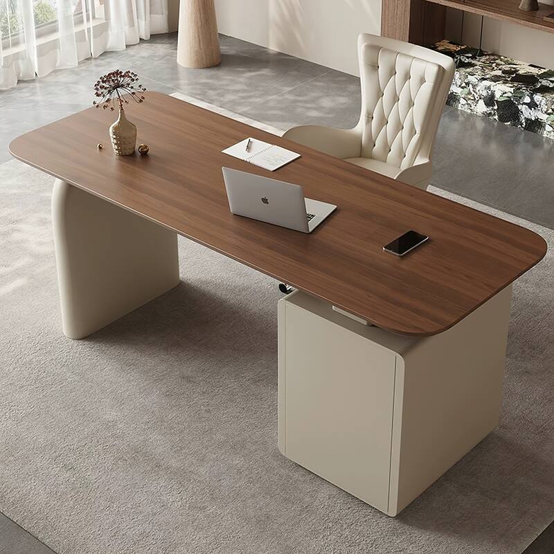 Walnut 3-Drawer Writing Desk With Storage For Office And Home Office