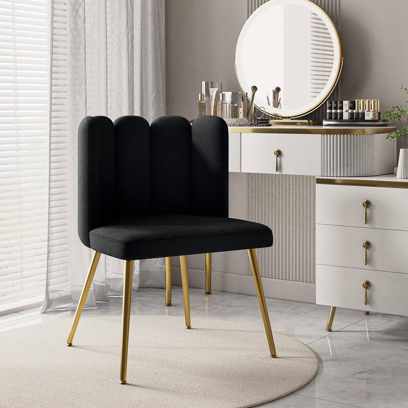 Anjela Side Chair with Tufted Back - BLACK