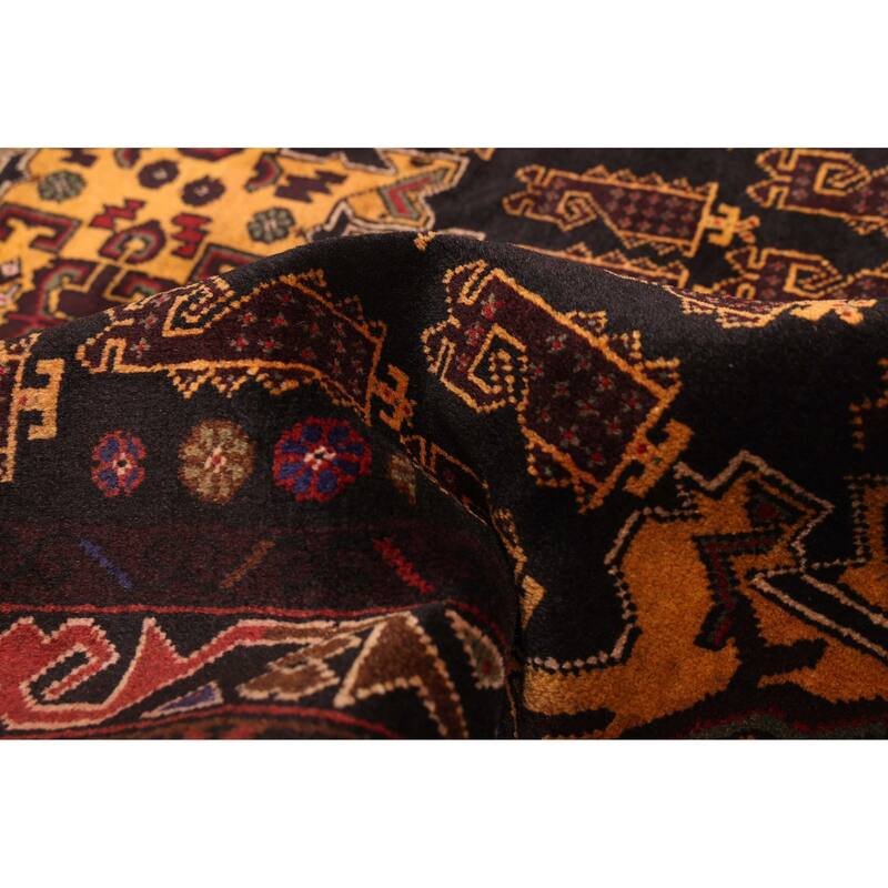 ECARPETGALLERY Hand-knotted Teimani Black Wool Rug - 3'8 x 6'6