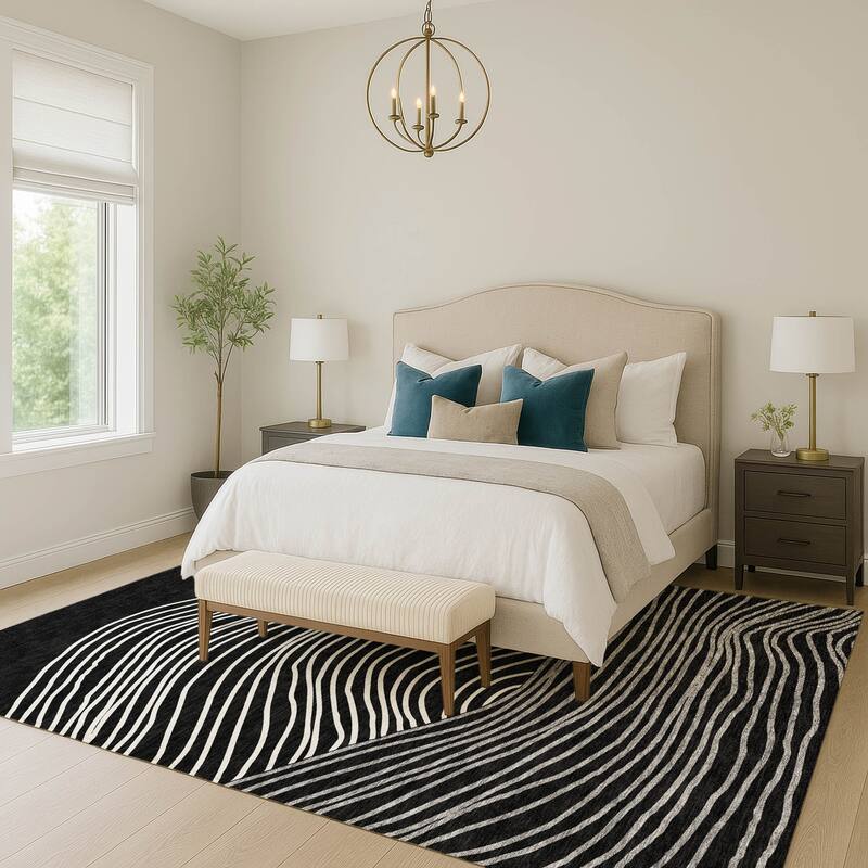 Machine Washable Indoor/ Outdoor Modern Arches Chantille Rug