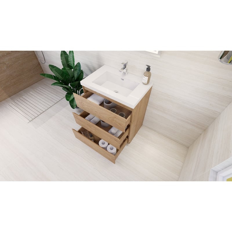 Aron 30'' Freestanding Vanity with Reinforced Acrylic Sink