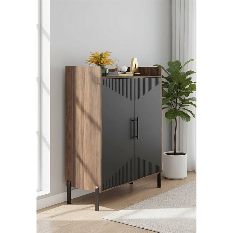 Chic Entryway Storage Cabinet - Brown/Black