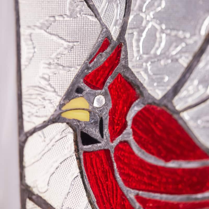 River of Goods 11"H Carol the Cardinal Stained Glass Window Panel - 11" x 0.25" x 11"