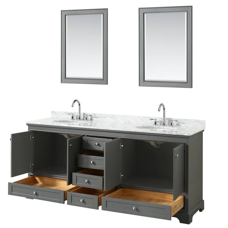Wyndham Collection Deborah 80" Free Standing Double Vanity Set with