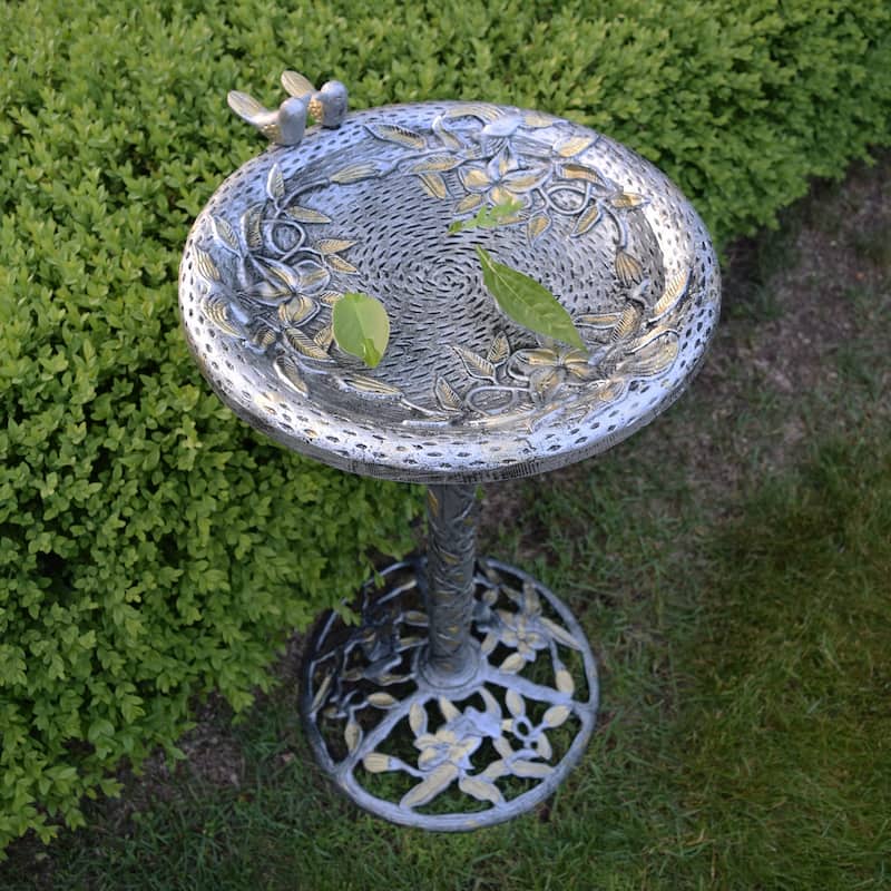 Premium Hummingbird Bird Bath - Silver/Black