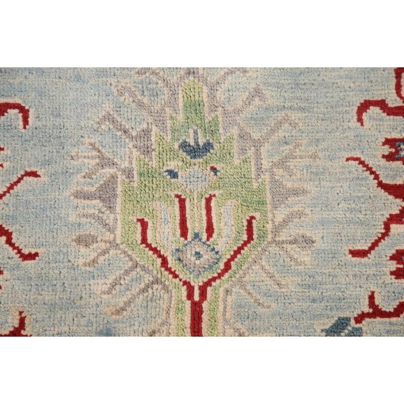 Hand Knotted Oriental 100% Wool Carpet Traditional Geometric Navy Blue & Blues Kazak Area Rug - 16' 3'' X 9' 9''