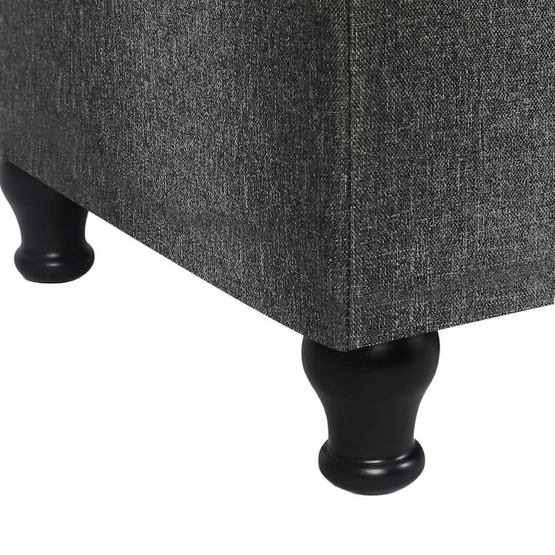 Adeco Tufted Storage Ottoman Bench for Living Room Bedroom