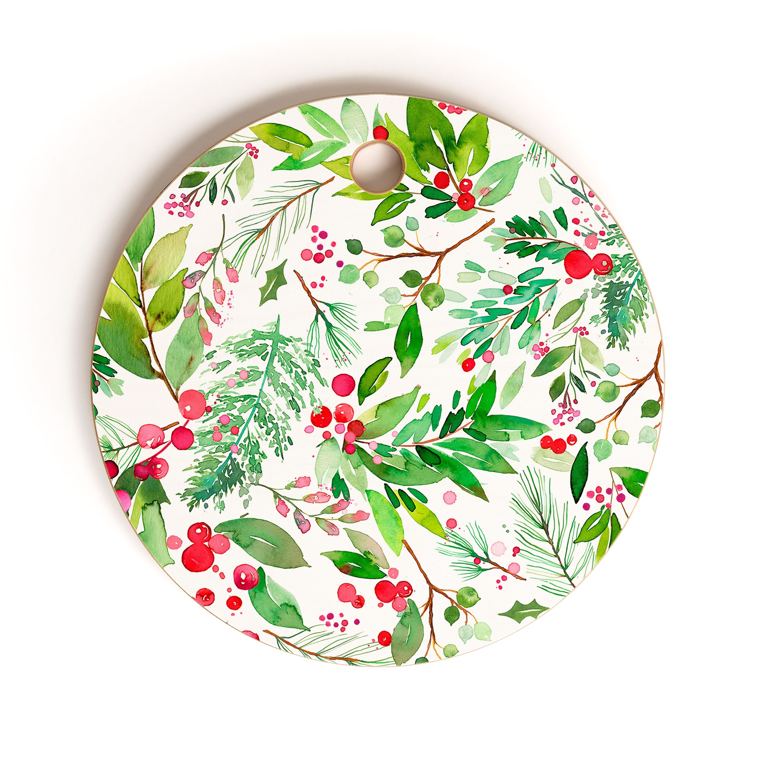 Ninola Design Christmas Nature Botanical Cutting Board Round