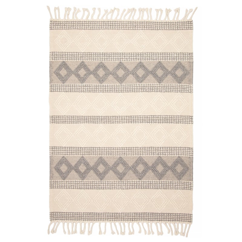 ECARPETGALLERY Braid weave Sienna Cream Wool Rug - 5'3 x 7'4 - Cream - 5'3 x 7'4