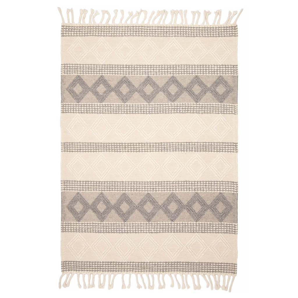 ECARPETGALLERY Braid weave Sienna Cream Wool Rug - 5'3 x 7'4