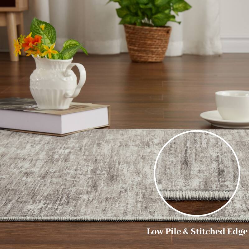 Rugs for Living Room Modern Abstract Area Rug Non-Slip Low Pile Accent Rug Soft Foldable Solid Rug