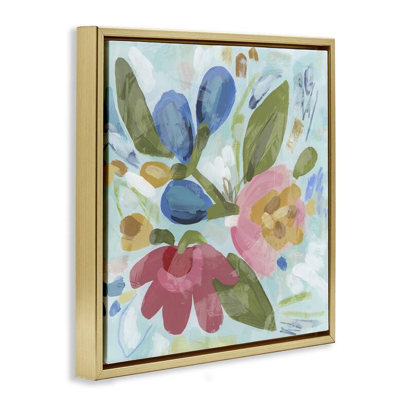 Stupell Bright Boho Flowers Framed Floater Canvas Wall Art Design By June Erica Vess