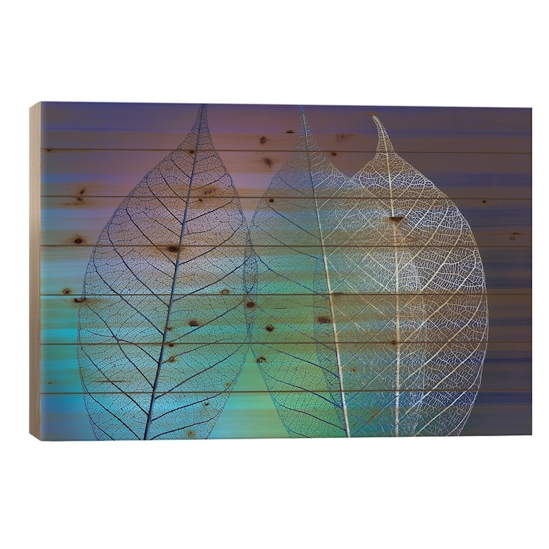 Prismatic leafs Print On Wood by Shihya Kowatari - Multi-Color - 18x26x1.5