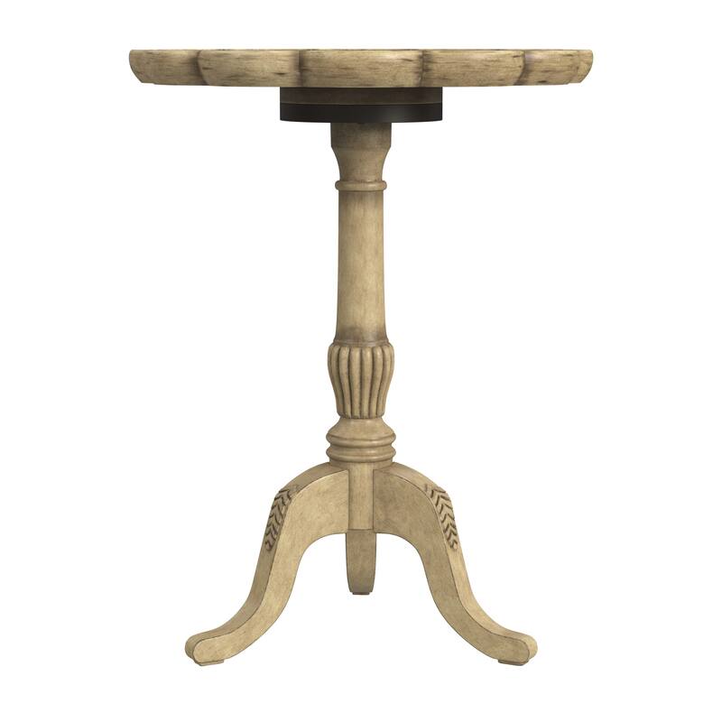 Dansby 20 in. W Round Wood Scalloped Edge Pedestal Side Table