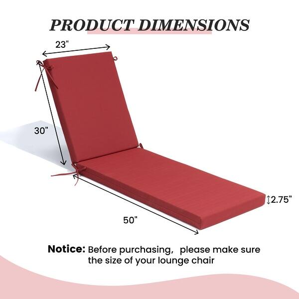 dimension image slide 9 of 20, Pellebant Outdoor Patio Chaise Lounge Cushion