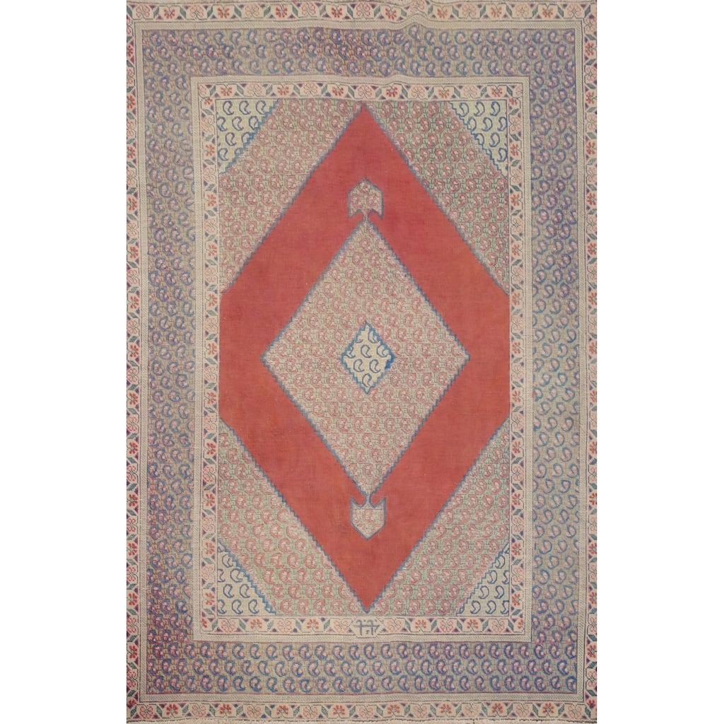 Hand Knotted Oriental 100% Wool Carpet Traditional Medallion Oranges & Rust Tabriz Area Rug - 6' 3'' X 4' 6''