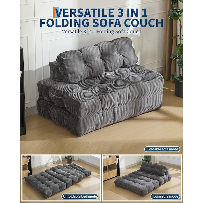 3-in-1 Portable Folding Sofa Bed Convertible Single Futon Couch Bed for Living Room