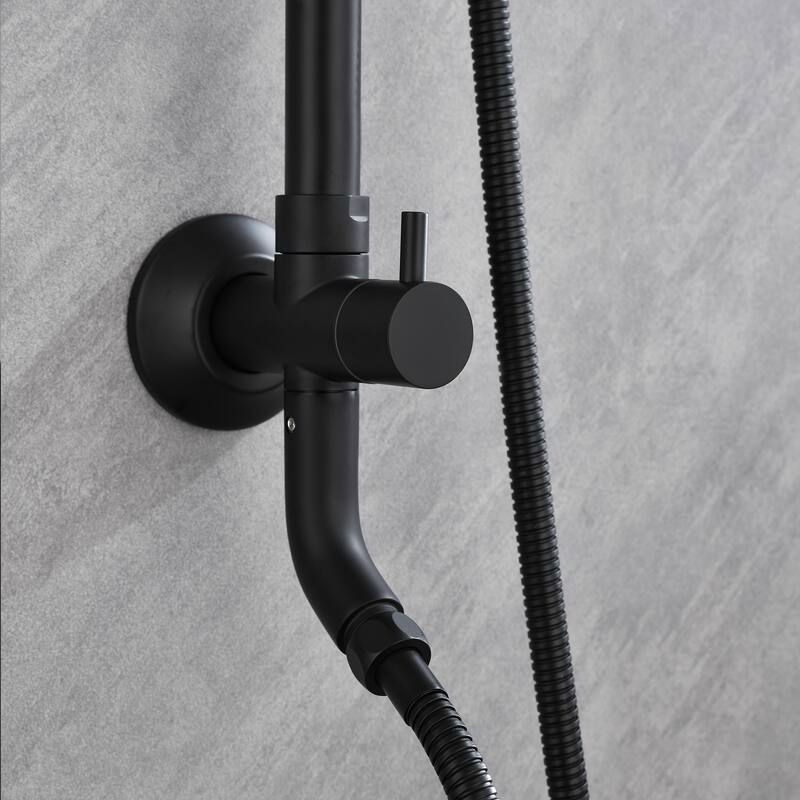 Wall Mount Shower Faucet with Hand Shower Brass Matte Black Complete Shower System with Slide Bar Valve Included