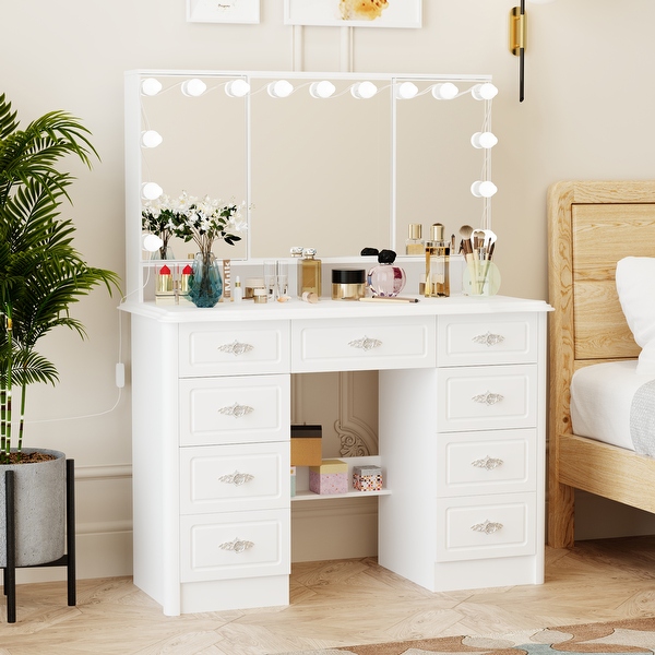 3 mirror vanity with lights outlet