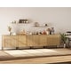 preview thumbnail 9 of 21, 126" Modern Reeded 8-Door Sideboard With Drawers, 4-In-1 Wooden Credenza