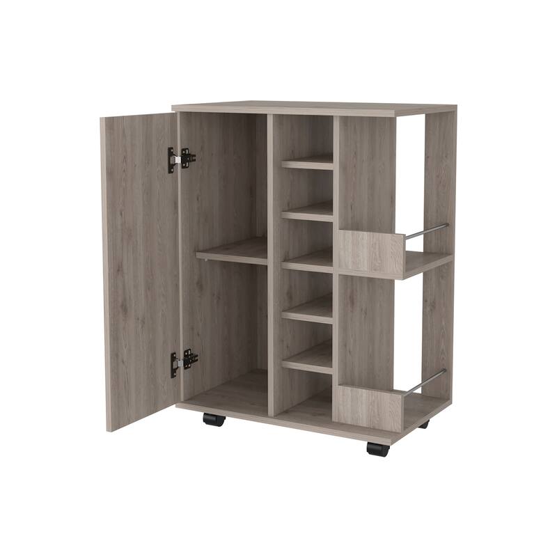 FM Furniture Tennessee Bar Cart, One Cabinet With Division,Black - N/A