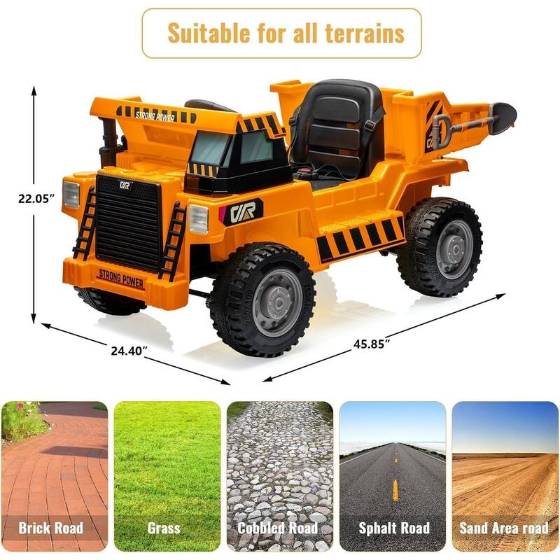 Ride On Dump Truck, 4 Wheeler Toy, Ride On Toys for Kids,12V Ride On Car with Remote Control