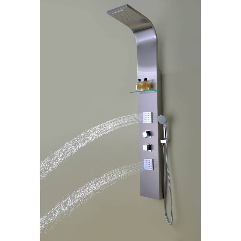 ANZZI Niagara 64 in. 2-Jetted Full Body Shower Panel with Heavy Rain Shower in Brushed Steel