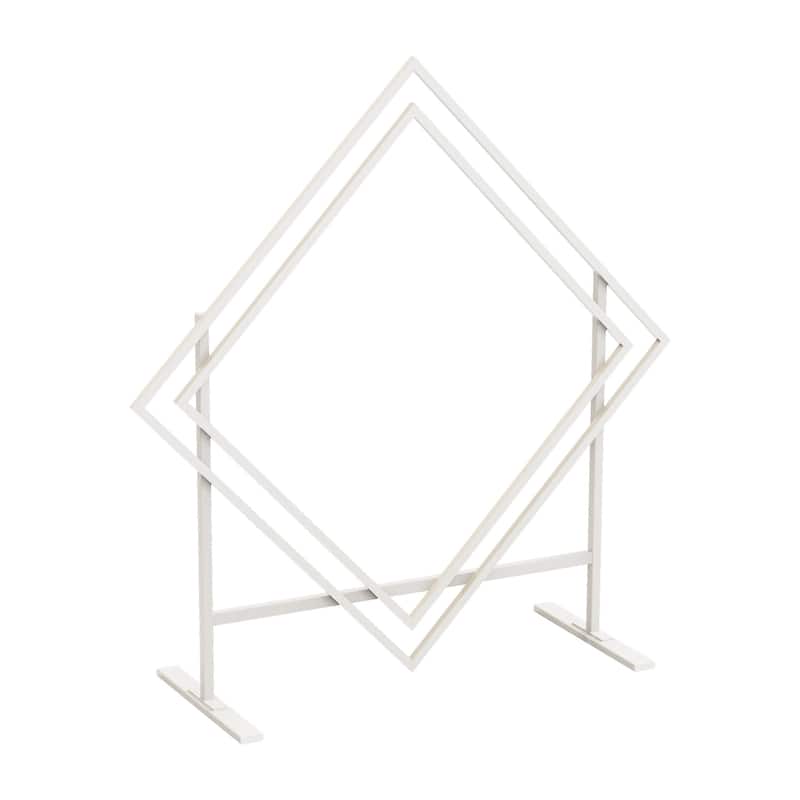 White Geometric Metal Wedding Backdrop Arch Sturdy Stand