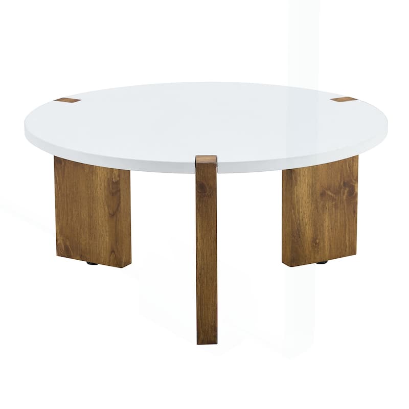 Minimalist Circular MDF Coffee Table with Stable Structure and Embedded Design
