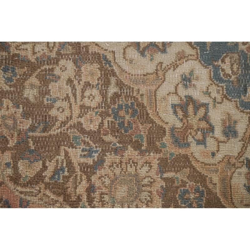 Hand Knotted Oriental 100% Wool Carpet Traditional Floral Pink Mashad Area Rug - 11' 8'' X 8' 4''