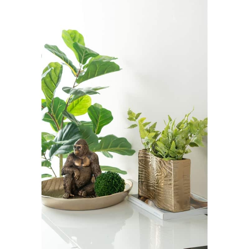 Sitting Gorilla Statuette - 8.25" - Antique Gold
