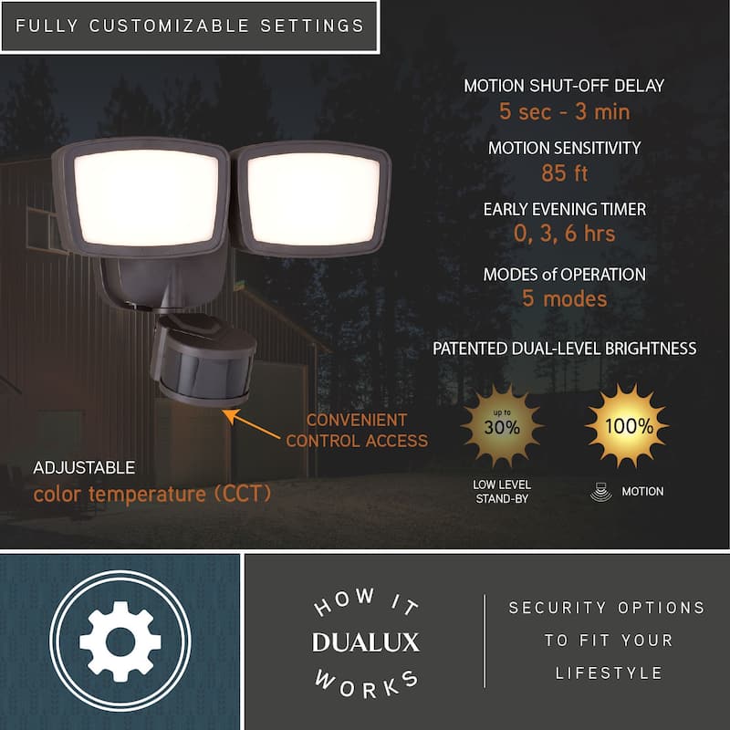 Integrated LED Motion Sensor Dusk to Dawn Outdoor Security Flood Light - 240 Degree - 85 Ft.